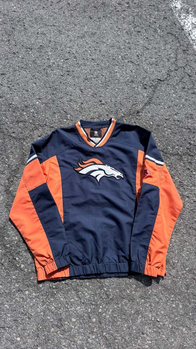 NFL Team Apparel Denver Broncos Windbreaker Pullover Size M